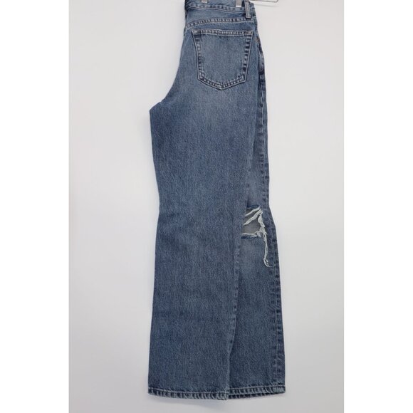 Topshop Blue Distressed High-Rise Mom Jeans W26 L30 Button Fly Denim Pants - Picture 14 of 14